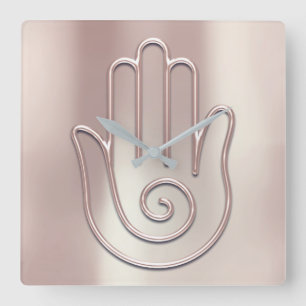 Horloge Carrée Namaste Salutation Urban Joga Pink Pearl Bonjour m