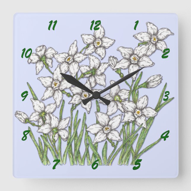 Horloge Carrée Narcisse (Recto)