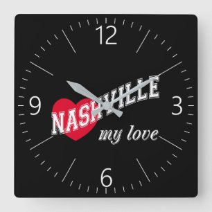 Horloge Carrée Nashville mon amour