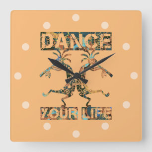 Horloge Carrée Native Americans Kokopelli - Dance Your Life 1