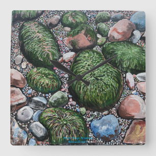 Horloge Carrée Nature Beach Rocks Moderne