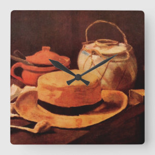 Horloge Carrée Nature morte Chapeau de paille jaune par Vincent v