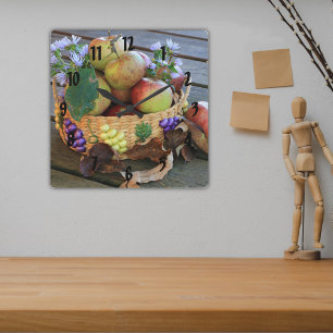 Horloge Carrée Nature morte de la récolte de pommes d'automne