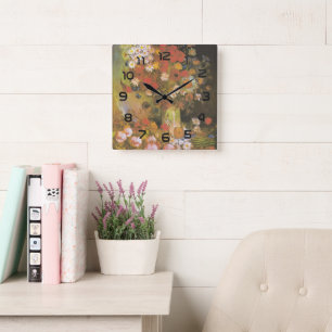 Horloge Carrée Nature morte florale de Van Gogh Red Poppies & Ros