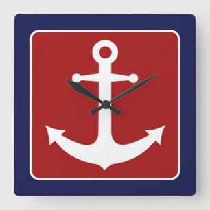 Horloge Carrée Nautical Anchor