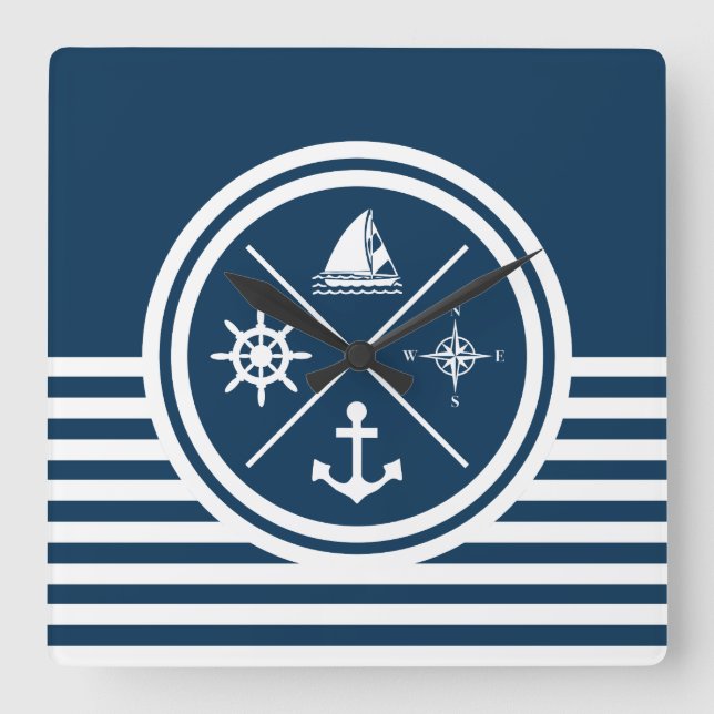 Horloge Carrée Nautical themed design (Recto)