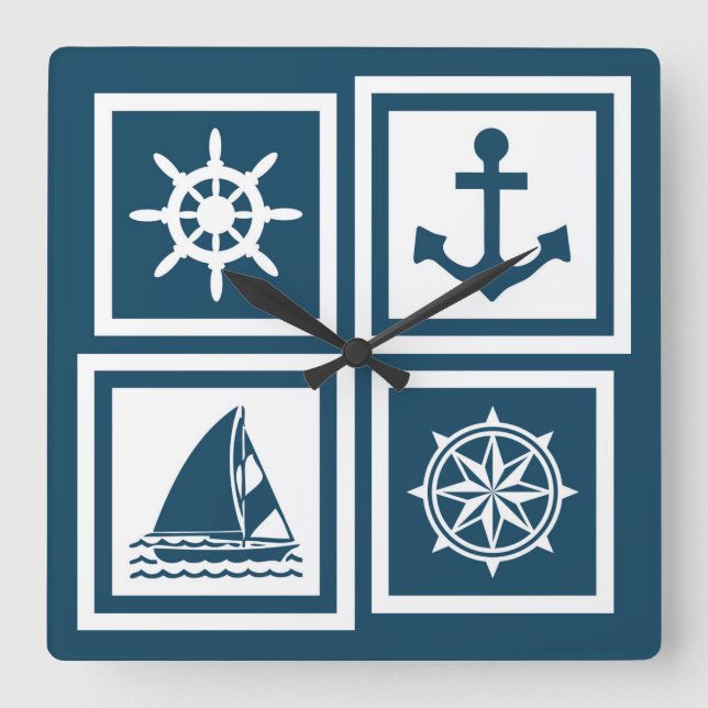 Horloge Carrée Nautical themed design (Recto)