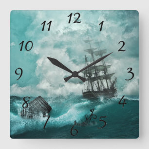 Horloge Carrée Navire maritime nautique vintage naufrage dans la 