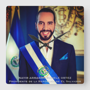 Horloge Carrée Nayib Bukele, Président du Salvador