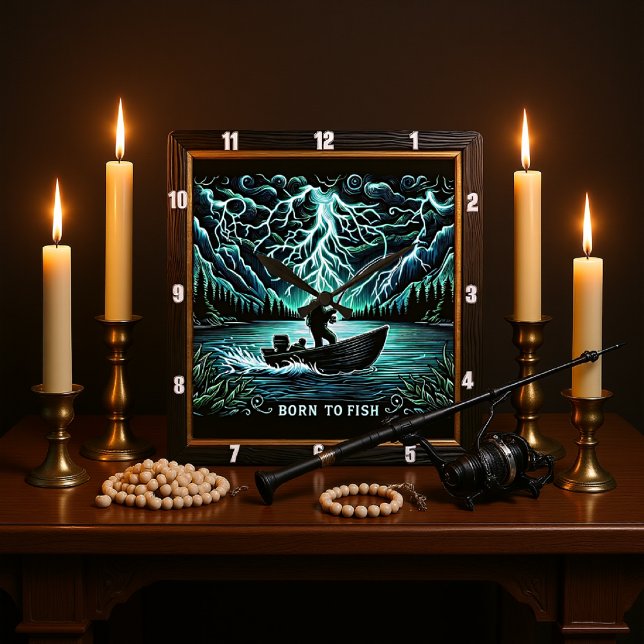 Horloge Carrée Né à Poisson foudre aquatique (Créateur téléchargé)