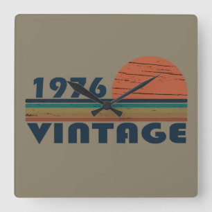 Horloge Carrée Né en 1976 cadeau d'anniversaire vintage