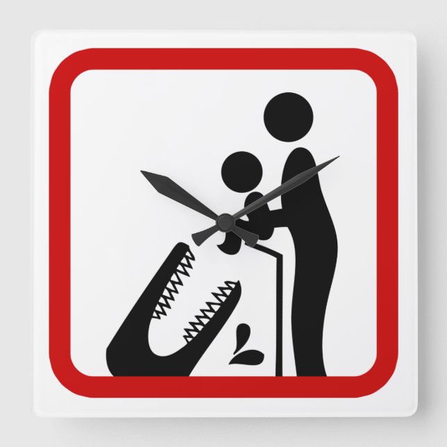 Horloge Carrée Ne nourrissez pas votre bébé au zoo du crocodile (Recto)