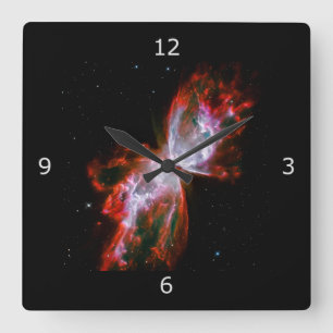 Horloge Carrée Nébuleuse papillon en Scorpie Constellation