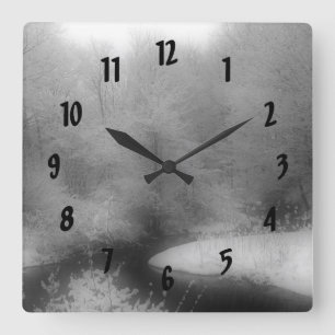 Horloge Carrée Neige Et Flux D'Hiver Nature