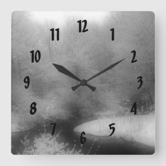 Horloge Carrée Neige Et Flux D'Hiver Nature