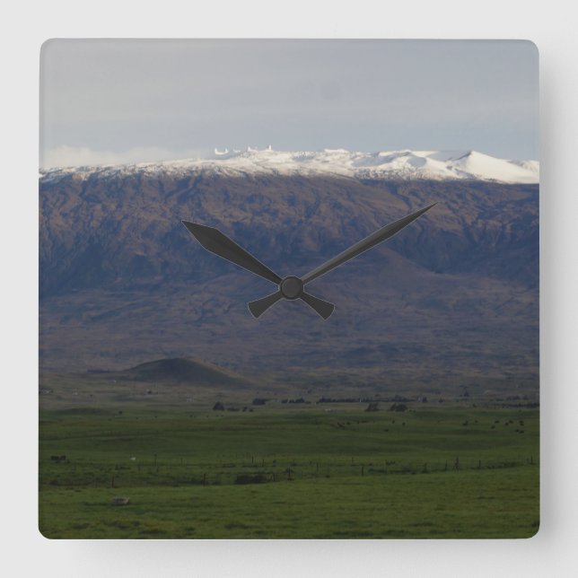Horloge Carrée Neige sur Mauna Kea (Recto)
