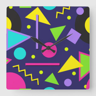 Horloge Carrée Neon Abstrait