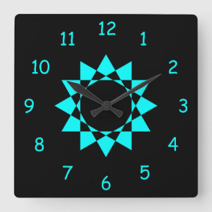 Horloge Carrée Néon Blue