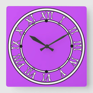 Horloge Carrée néon clair solide fluorescent violet