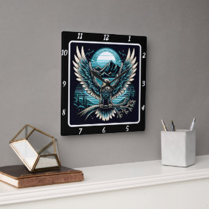 Horloge Carrée Neon Eagle Skyflare
