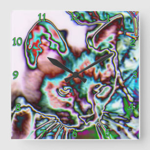 Horloge Carrée Neon Kitty