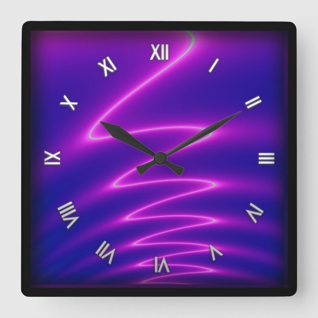 Horloge Carrée Neon Pink Lightning (Recto)