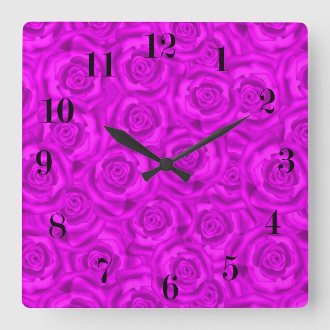 Horloge Carrée néon rose (Recto)