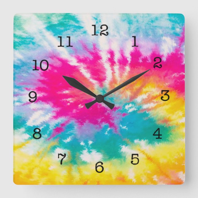 Horloge Carrée Neon Tie Dye Super (Recto)