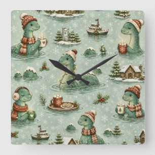 Horloge Carrée Nessie de Noël Monstre du Loch Ness Confortable Cr