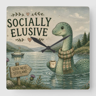 Horloge Carrée Nessie insaisissable socialement Cryptide cosy Loc