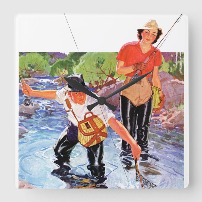 Horloge Carrée Netting A Fish by R.J. Cavalière (Recto)