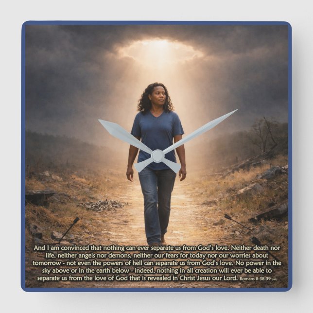 Horloge Carrée Never separated from God (Recto)