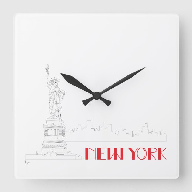Horloge Carrée New-York, Cool de la Statue de la Liberté (Recto)