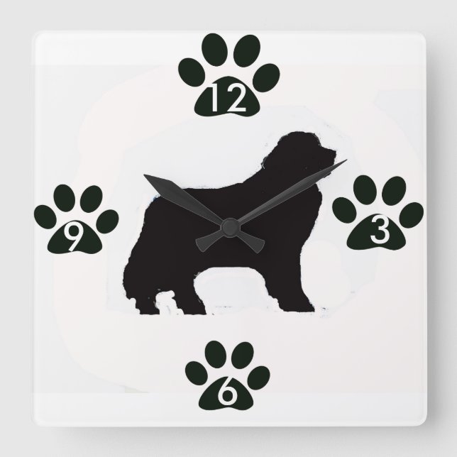 Horloge Carrée Newfoundland Dog Clock (Recto)