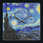 Horloge Carrée Night Starry Night<br><div class="desc">Night Starry Night Square Wall Clock</div>