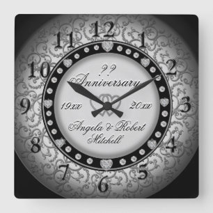 Horloge Carrée N'importe quelle année Anniversaire Silver Look