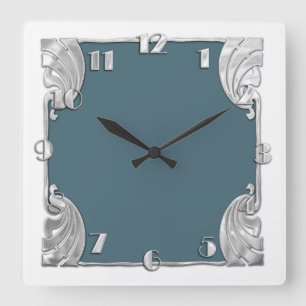 Horloge Carrée N'importe quelle couleur avec blanc Art Déco Desig