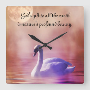 Horloge Carrée Noble cygne