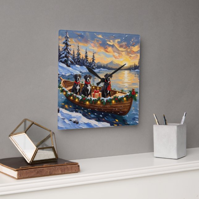 Horloge Carrée Noël Bateau de Noël Danois Géant (Bureau)