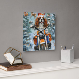 Horloge Carrée Noël Cavalier King Charles Spaniel