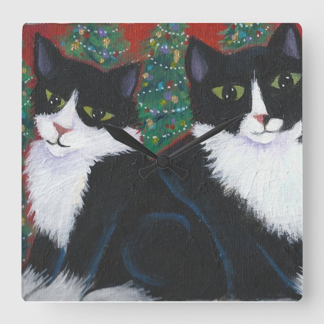 HORLOGE CARRÉE NOËL EN NOIR ET BLANC (Recto)