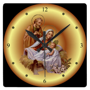 Horloge Carrée Noël ~ La Sainte Famille ~ Nativité ~ * ~