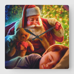 Horloge Carrée Noël père Noël