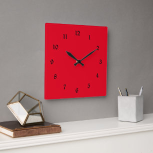 Horloge Carrée Noël Rouge couleur uni