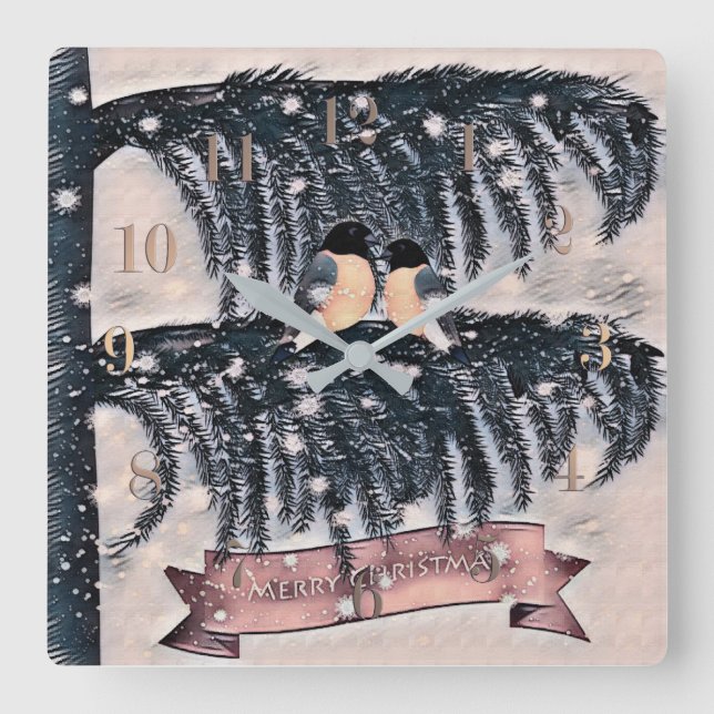 Horloge Carrée Noël, Vintage (Recto)