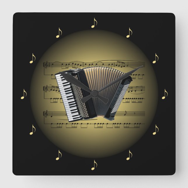 Horloge Carrée Noir à trois dimensions BG de ~ de musique de (Recto)