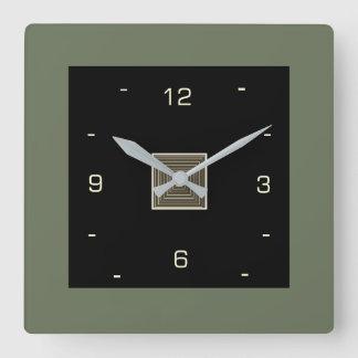 Horloge Carrée Noir avec des chiffres crème et bordure