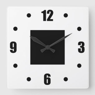 Horloge Carrée Noir et blanc moderne simple