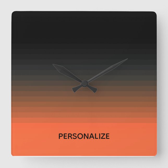 Horloge Carrée Noir et orange (Recto)