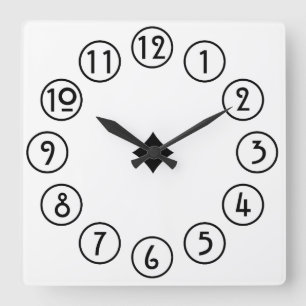Horloge Carrée Noir propre et simple sur blanc